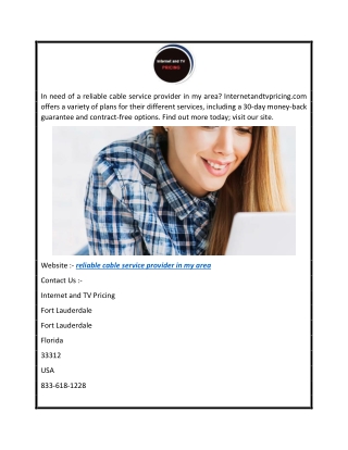 Reliable Cable Service Provider In My Area  Internetandtvpricing.com