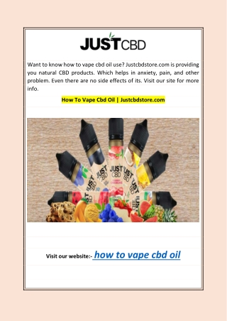 How To Vape Cbd Oil | Justcbdstore.com