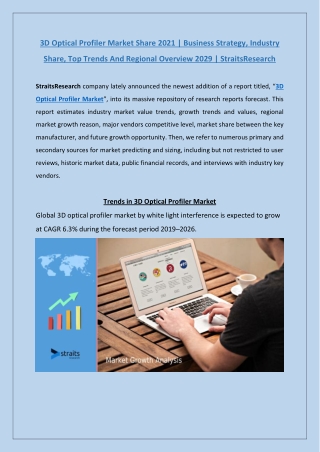 3D Optical Profiler Market Analysis 2021 | StraitsResearch