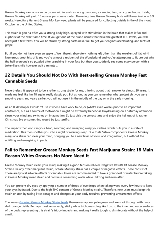 19 Features Of Grease Monkey Seeds Indica That Everyone Need To Know