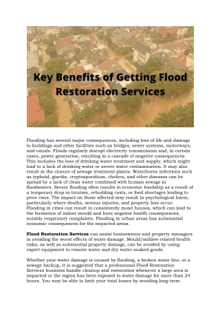 Key Benefits of Getting Flood Restoration Services