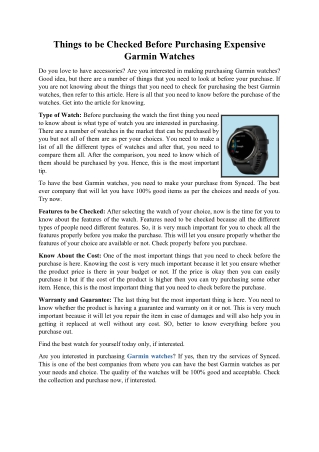Things to be Checked Before Purchasing Expensive Garmin Watches