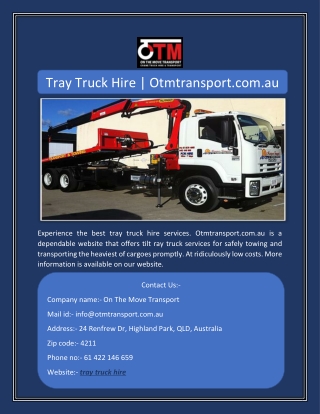 Tray Truck Hire | Otmtransport.com.au