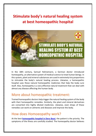Best homeopathic hospital in derabassi