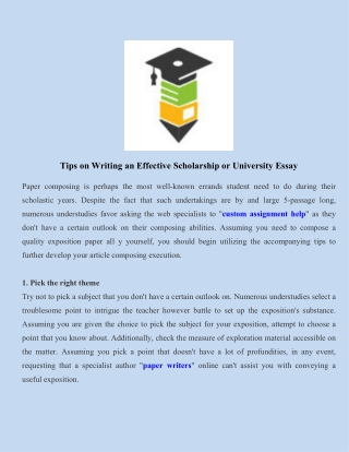 Tips on Writing an Effective Scholarship or University Essay
