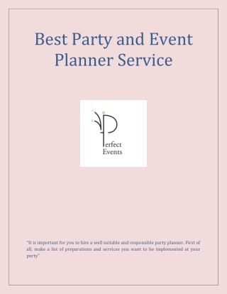 Best Party and Event Planner Service