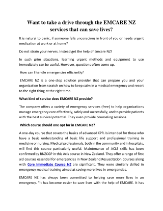 Want to take a drive through the EMCARE NZ services that can save lives?
