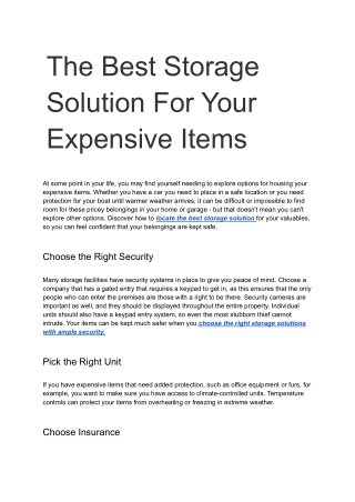 The Best Storage Solution For Your Expensive Items