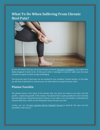 Treatment of Heel Pain in Singapore