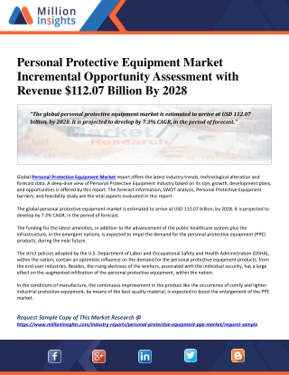 Personal Protective Equipment Market Incremental Opportunity Assessment with Revenue $112.07 Billion By 2028
