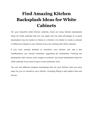 Find Amazing Kitchen Backsplash Ideas for White Cabinets