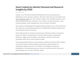 Smart Industries Market Demand and Research Insights by 2030