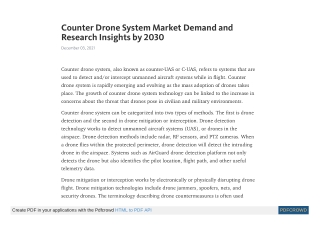 Counter Drone System Market Demand and Research Insights by 2030