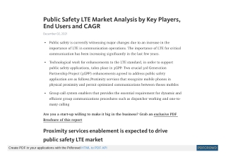 Public Safety LTE Market Future Growth Opportunities 2027