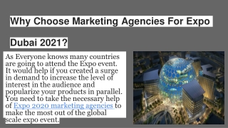 why to choose marketing agency for expo 2021