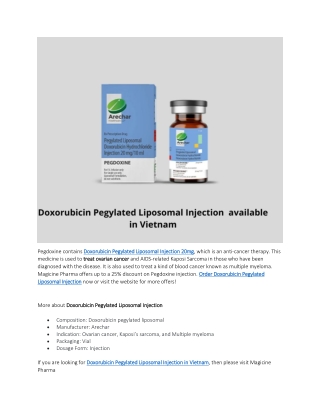 Doxorubicin Pegylated Liposomal Injection in Vietnam