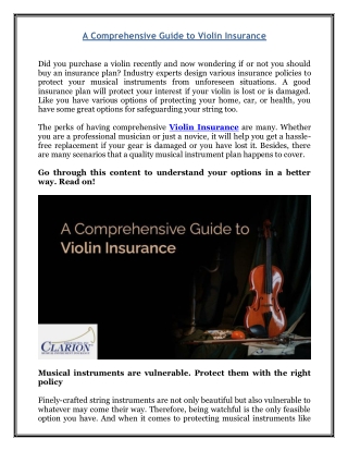 A Comprehensive Guide to Violin Insurance