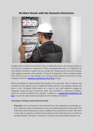 No More Shocks with the Domestic Electricians
