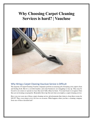 Why Choosing Carpet Cleaning Services is hard - Vaucluse