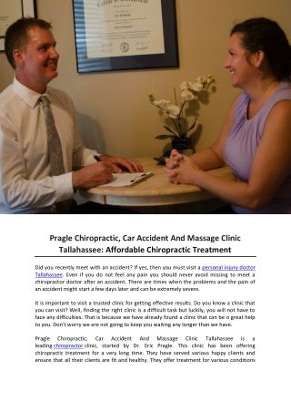 Pragle Chiropractic, Car Accident And Massage Clinic Tallahassee Affordable Chiropractic Treatment