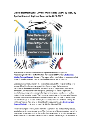 Global Electrosurgical Devices Market Research Report 2021-2027