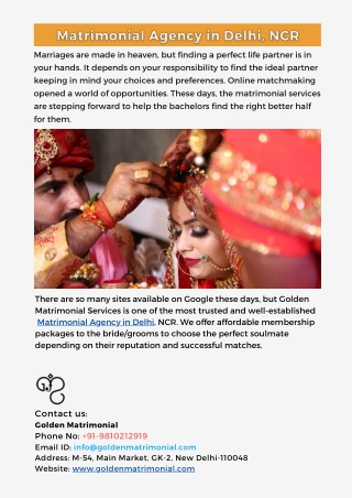 Matrimonial Agency in Delhi, NCR