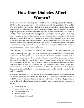 How Does Diabetes Affect Women