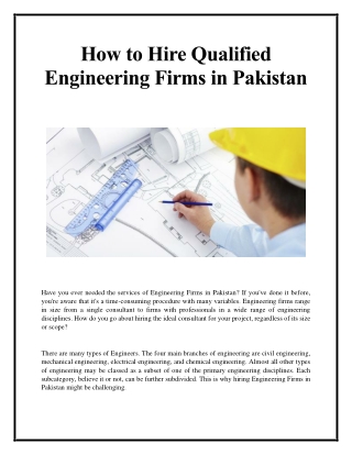 How to Hire Qualified Engineering Firms in Pakistan