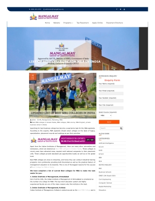 LIST OF BEST COLLEGES FOR MBA IN INDIA