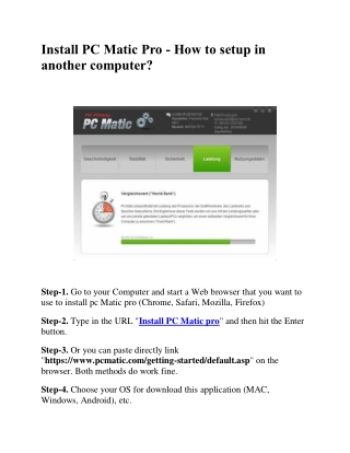 Install PC Matic Pro - How to setup in another computer