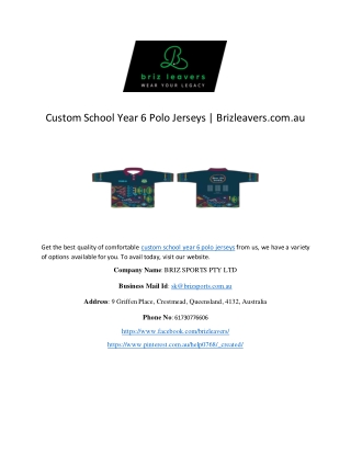 Custom School Year 6 Polo Jerseys