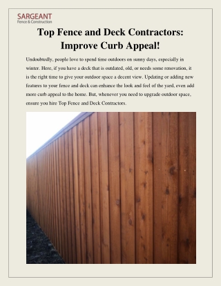 Top Fence and Deck Contractors
