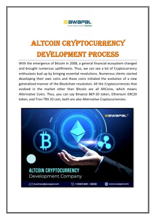 AltCoin Cryptocurrency Development Process
