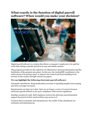 What exactly is the function of digital payroll software  When would you make your decision