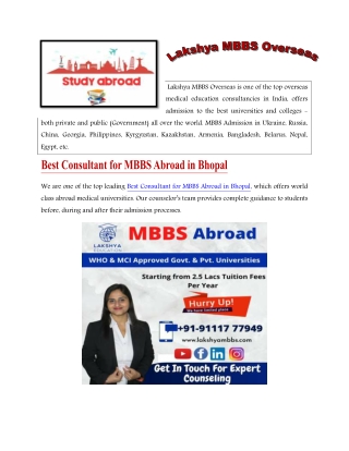 Study MBBS Abroad Consultants in Bhopal