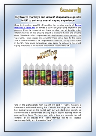 Twelve monkeys e liquid UK