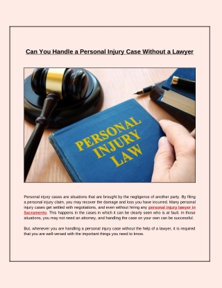 What Tips Can Help Us Handle a Personal Injury Case Without a Lawyer?