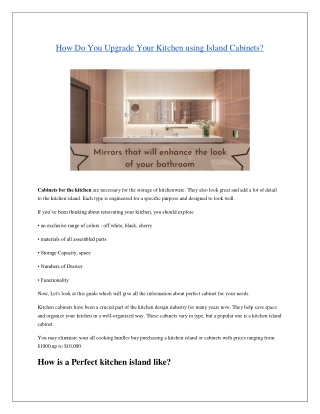 How Do You Upgrade Your Kitchen using Island Cabinets