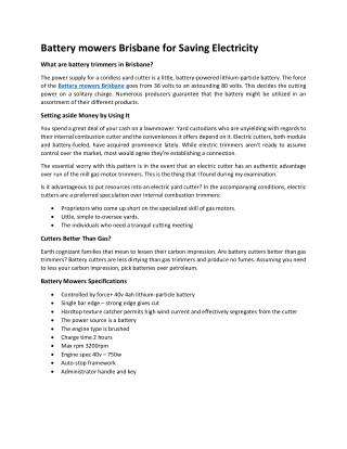 Battery mowers Brisbane