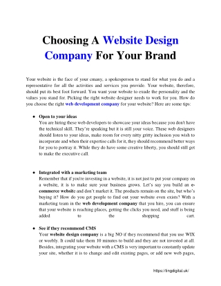 Choosing A Website Design Company For Your Brand