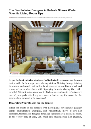 The Best Interior Designer in Kolkata Shares Winter Specific Living Room Tips
