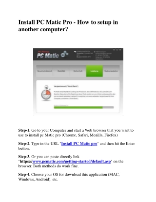 Install PC Matic Pro - How to setup in another computer