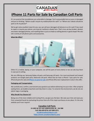 iPhone 11 Parts for Sale by Canadian Cell Parts