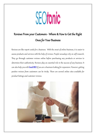 Reviews From your Customers - Where & How to Get the Right Ones for Your Busines