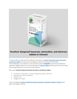 tenofovir disoproxil fumarate, lamivudine, and efavirenz tablets in Vietnam