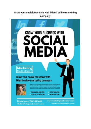 Grow your social presence with Miami online marketing company