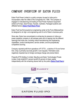 Eaton Fluid Company Overview By Planify