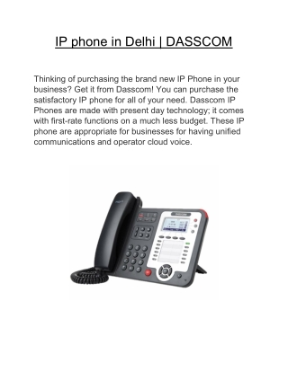 IP phone in Delhi | DASSCOM