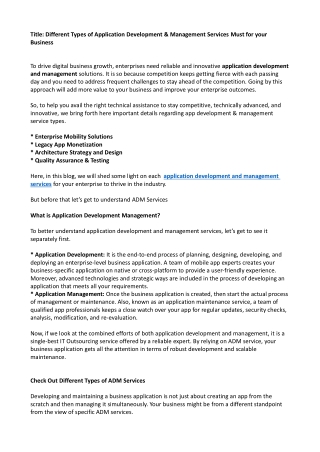 Different Types of Application Development & Management Services