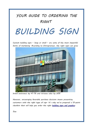 YOUR GUIDE TO ORDERING THE RIGHT BUILDING SIGN